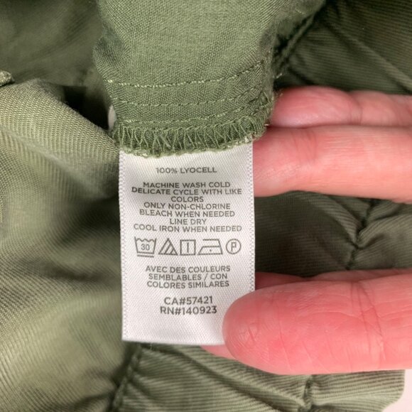 LOFT Olive Green Tencel High Rise Wide Leg Capri Pant S - Picture 5 of 7